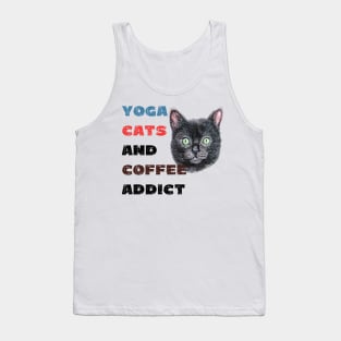 Yoga cats and coffee addict funny quote for yogi Tank Top